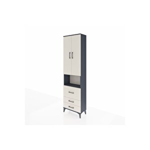 Arges Dolap 4 Raflı 3 Çekmeceli 2 Kapaklı 60x30x221 Antrasit-aytaşı