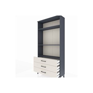 Arges Dolap 3 Raflı 3 Çekmeceli 88x30x182 Antrasit-aytaşı