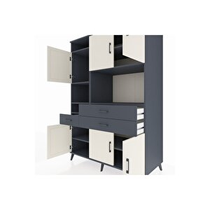 Kronos Dolap 9 Raflı 3 Çekmeceli 6 Kapaklı 132x59x195 Antrasit-aytaşı/antrasit