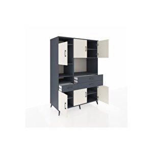 Kronos Dolap 9 Raflı 3 Çekmeceli 6 Kapaklı 132x59x195 Antrasit-aytaşı/antrasit