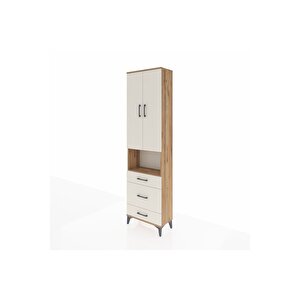 Arges Dolap 4 Raflı 3 Çekmeceli Tek Askılı 60x30x221 Çam-aytaşı