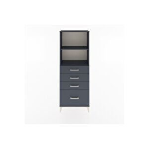 Arges Dolap 2 Raflı 4 Çekmeceli 60x30x163 Antrasit-antrasit