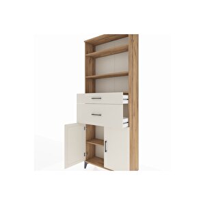 Arges Dolap 4 Raflı 2 Çekmeceli 2 Kapaklı 88x30x221 Çam-aytaşı