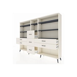 Arges Dolap 8 Raflı 7 Çekmeceli  220x30x163 Aytaşı-antrasit/aytaşı