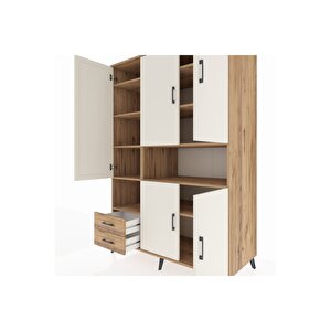 Kronos Dolap 10 Raflı 2 Çekmeceli 5 Kapaklı 132x59x195 Çam-aytaşı/çam