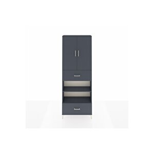 Arges Dolap 5 Raflı 2 Çekmeceli 2 Kapaklı 88x30x243 Antrasit-antrasit