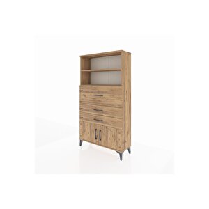 Arges Dolap 2 Raflı 3 Çekmeceli 2 Kapaklı 88x30x163 Çam-çam