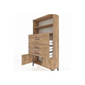 Arges Dolap 2 Raflı 3 Çekmeceli 2 Kapaklı 88x30x163 Çam-çam