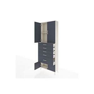 Arges Dolap 2 Raflı 5 Çekmeceli 4 Kapaklı 88x30x243 Aytaşı-antrasit