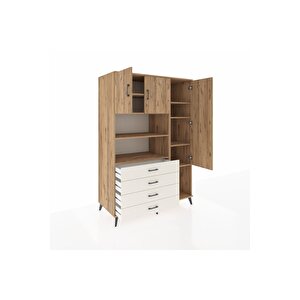 Kronos Dolap 8 Raflı 4 Çekmeceli 3 Kapaklı 132x59x195 Çam-çam/aytaşı