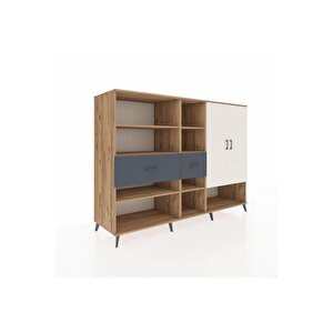 Kronos Dolap 10 Raflı 2 Çekmeceli 2 Kapaklı 220x59x163 Çam-aytaşı/antrasit