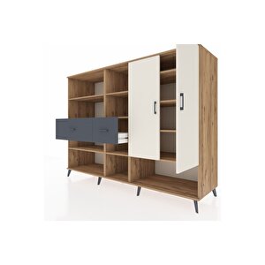 Kronos Dolap 10 Raflı 2 Çekmeceli 2 Kapaklı 220x59x163 Çam-aytaşı/antrasit