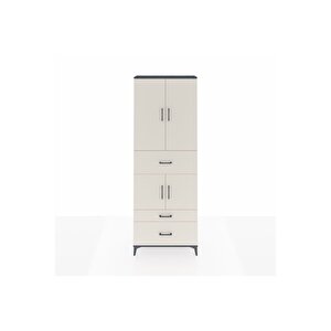 Arges Dolap 4 Raflı 3 Çekmeceli 4 Kapaklı 88x30x243 Antrasit-aytaşı