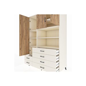 Kronos Dolap 8 Raflı 6 Çekmeceli 3 Kapaklı 132x59x195 Aytaşı-çam/aytaşı