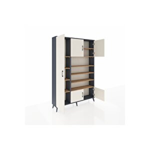 Arges Dolap 10 Raflı 5 Kapaklı 132x30x195 Antrasit-aytaşı/çam