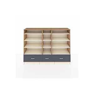 Hyperion Dolap 12 Raflı 3 Çekmeceli  220x44x163 Çam-aytaşı/antrasit