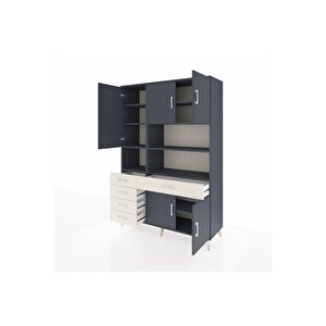 Hyperion Dolap 9 Raflı 5 Çekmeceli 5 Kapaklı 132x44x195 Antrasit-antrasit/aytaşı