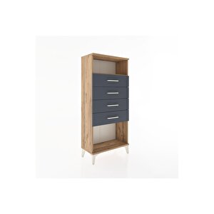 Hyperion Dolap Tek Raflı 4 Çekmeceli 60x44x134 Çam-antrasit