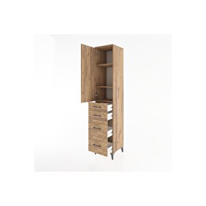 Hyperion Dolap 3 Raflı 4 Çekmeceli Tek Kapaklı 44x44x221 Çam-çam