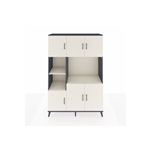 Hyperion Gardrop 9 Raflı 6 Kapaklı 132x44x195 Antrasit-aytaşı