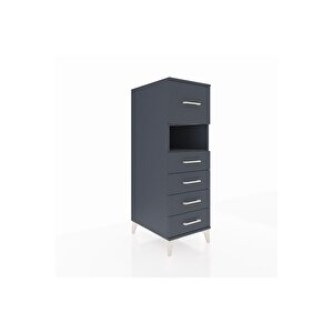 Kronos Dolap Tek Raflı 5 Çekmeceli 44x59x134 Antrasit-antrasit