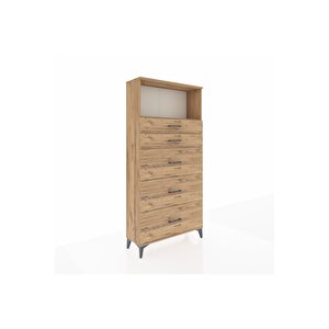 Arges Dolap Tek Raflı 5 Çekmeceli 88x30x182 Çam-çam