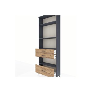 Arges Dolap 4 Raflı 3 Çekmeceli 88x30x243 Antrasit-çam