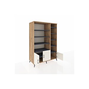 Kronos Dolap 10 Raflı 3 Kapaklı 132x59x195 Çam-aytaşı/antrasit