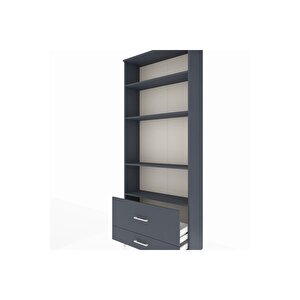 Arges Dolap 4 Raflı 2 Çekmeceli 88x30x221 Antrasit-antrasit