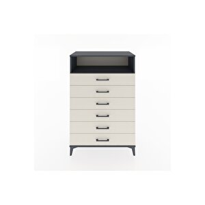 Hyperion Dolap Tek Raflı 6 Çekmeceli 88x44x134 Antrasit-aytaşı