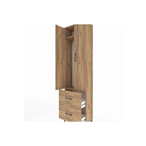 Arges Dolap 2 Raflı 2 Çekmeceli Tek Askılı 60x30x221 Çam-çam