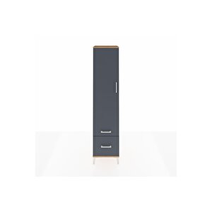 Hyperion Dolap 2 Raflı 2 Çekmeceli Tek Askılı 44x44x195 Çam-antrasit