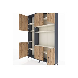 Arges Dolap 9 Raflı 6 Kapaklı 132x30x195 Antrasit-çam/aytaşı