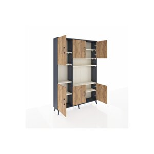 Arges Dolap 9 Raflı 6 Kapaklı 132x30x195 Antrasit-çam/aytaşı