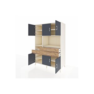 Kronos Dolap 9 Raflı 3 Çekmeceli 6 Kapaklı 132x59x195 Aytaşı-antrasit/çam