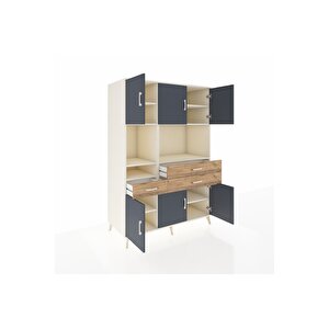 Kronos Dolap 9 Raflı 3 Çekmeceli 6 Kapaklı 132x59x195 Aytaşı-antrasit/çam