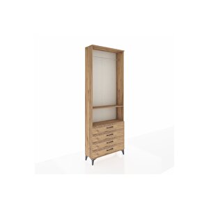 Arges Dolap 2 Raflı 4 Çekmeceli Tek Askılı 88x30x243 Çam-çam