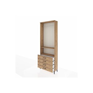 Arges Dolap 2 Raflı 4 Çekmeceli Tek Askılı 88x30x243 Çam-çam