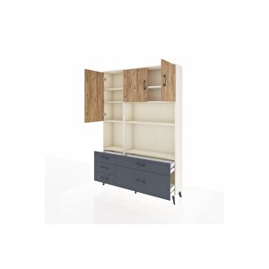Arges Dolap 8 Raflı 5 Çekmeceli 3 Kapaklı 132x30x195 Aytaşı-çam/antrasit