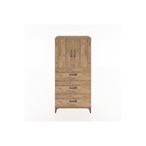 Hyperion Dolap 2 Raflı 3 Çekmeceli 2 Kapaklı 88x44x182 Çam-çam