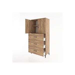 Hyperion Dolap 2 Raflı 3 Çekmeceli 2 Kapaklı 88x44x182 Çam-çam