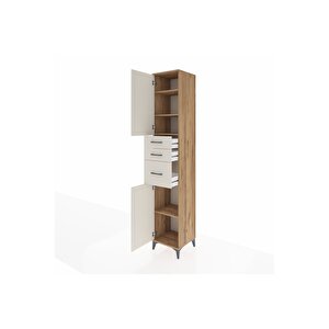 Hyperion Dolap 4 Raflı 3 Çekmeceli 2 Kapaklı 44x44x243 Çam-aytaşı