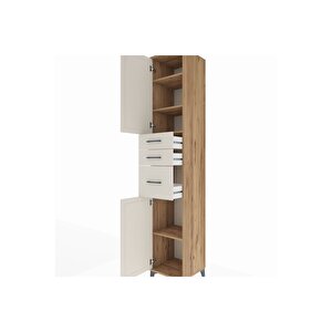 Hyperion Dolap 4 Raflı 3 Çekmeceli 2 Kapaklı 44x44x243 Çam-aytaşı