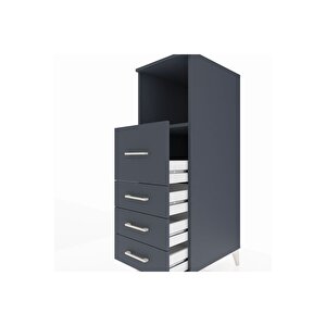 Kronos Dolap Tek Raflı 4 Çekmeceli 44x59x134 Antrasit-antrasit