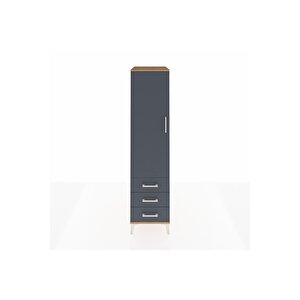 Kronos Dolap 2 Raflı 3 Çekmeceli Tek Kapaklı 44x59x182 Çam-antrasit