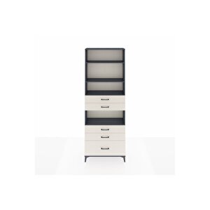 Arges Dolap 4 Raflı 5 Çekmeceli 88x30x243 Antrasit-aytaşı