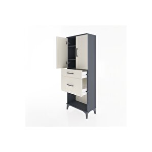 Arges Dolap 3 Raflı 2 Çekmeceli 2 Kapaklı 60x30x163 Antrasit-aytaşı