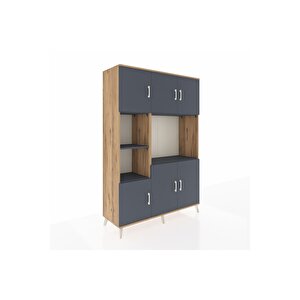 Hyperion Gardrop 9 Raflı 6 Kapaklı 132x44x195 Çam-antrasit