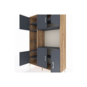 Hyperion Gardrop 9 Raflı 6 Kapaklı 132x44x195 Çam-antrasit