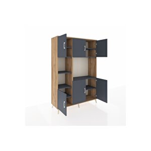 Hyperion Gardrop 9 Raflı 6 Kapaklı 132x44x195 Çam-antrasit